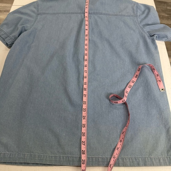 Vintage Passion Denim Shirt Barnyard Embroidery Short Sleeves Women’s Size Large - Picture 7 of 10